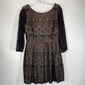 B. Darlin Black Lace W/Nude Underlay Fit & Flare Dress